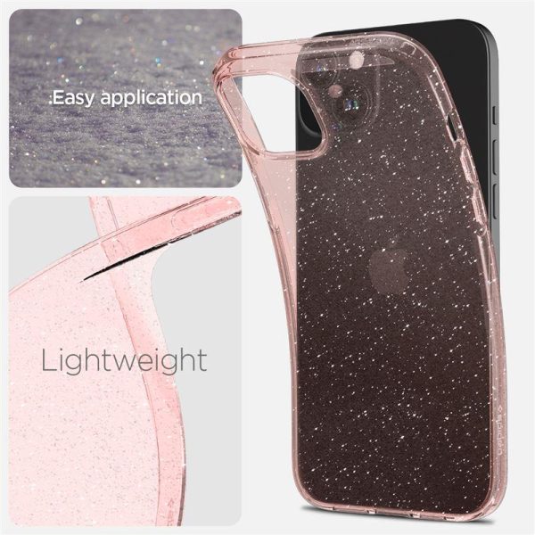 Šķidro kristālu mirdzošs iPhone 15 Plus vāciņš - rozā caurspīdīgs