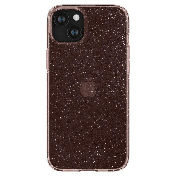 Šķidro kristālu mirdzošs iPhone 15 Plus vāciņš - rozā caurspīdīgs
