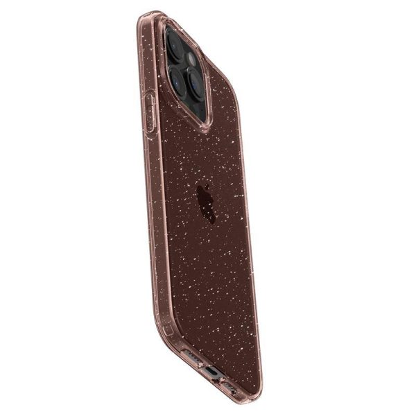 Šķidro kristālu mirdzošs iPhone 15 Pro vāciņš - rozā caurspīdīgs