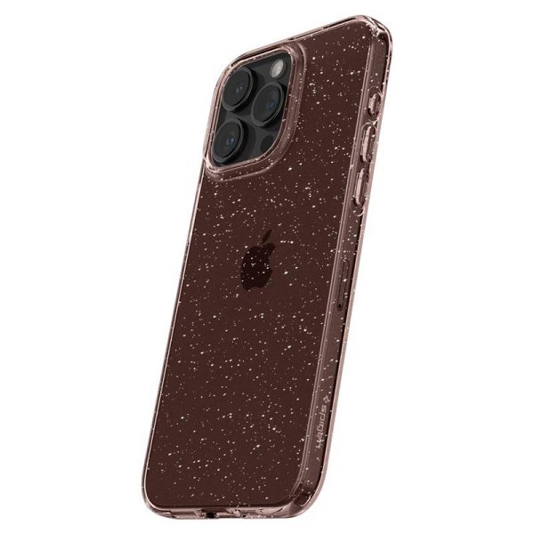Šķidro kristālu mirdzošs iPhone 15 Pro vāciņš - rozā caurspīdīgs