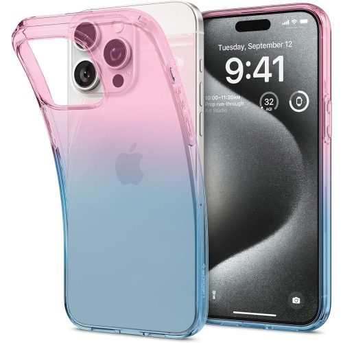 iPhone 15 Pro šķidro kristālu vāciņš — rozā un zils