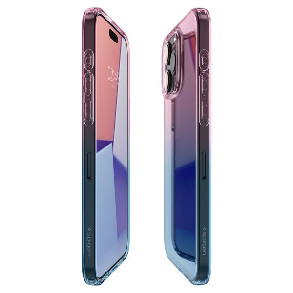 iPhone 15 Pro šķidro kristālu vāciņš — rozā un zils