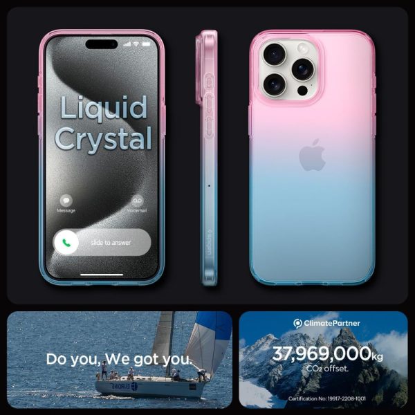 iPhone 15 Pro šķidro kristālu vāciņš — rozā un zils