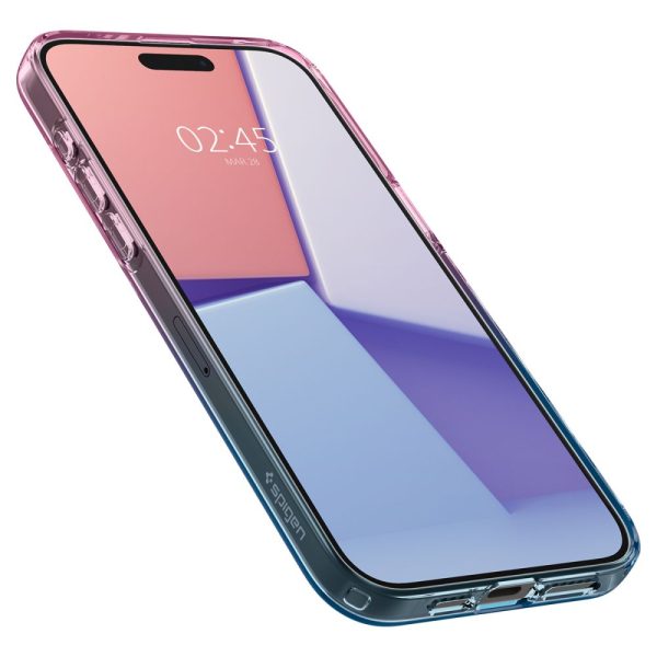 iPhone 15 Pro šķidro kristālu vāciņš — rozā un zils