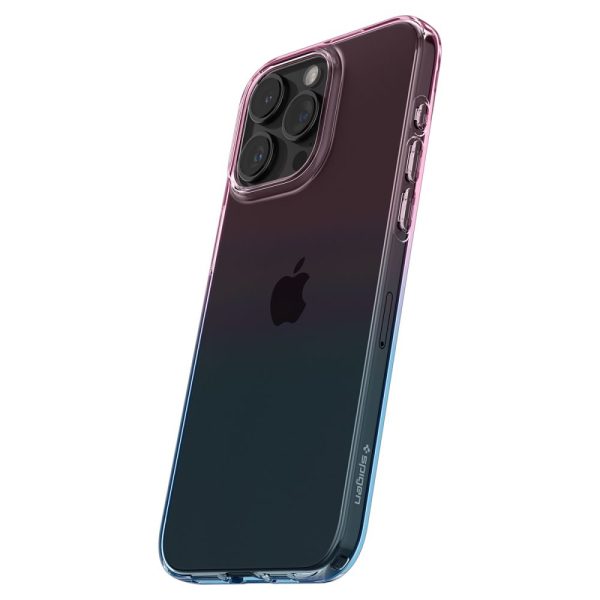 iPhone 15 Pro šķidro kristālu vāciņš — rozā un zils