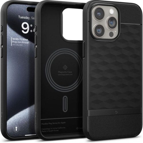 Caseology Parallax Mag iPhone 15 Pro vāciņš ar MagSafe tehnoloģiju — matēti melns