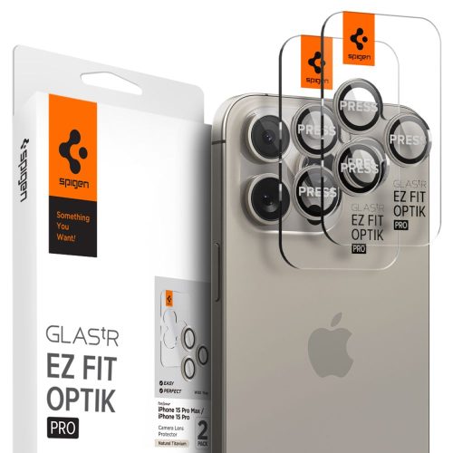 Kameras aizsargs iPhone 14 Pro / Pro Max / 15 Pro / Pro Max dabīgā titāna krāsā - 2 gab.