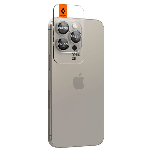 Kameras aizsargs iPhone 14 Pro / Pro Max / 15 Pro / Pro Max dabīgā titāna krāsā - 2 gab.