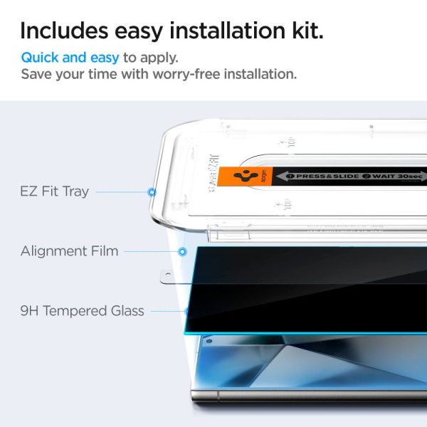 Aizsargstikls Samsung Galaxy S24 Ultra Glas.tR EZ Fit Privacy ekrānam - 2 gab.