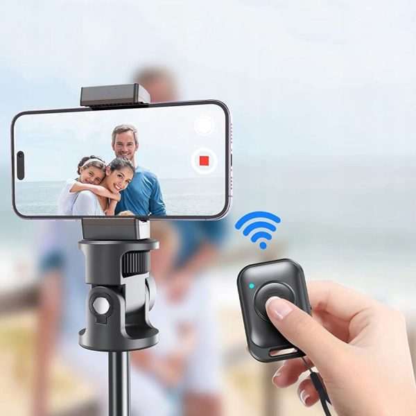 Bluetooth selfiju nūja ar statīvu, tālvadības pulti un galvu no 180 līdz 148 cm - balta