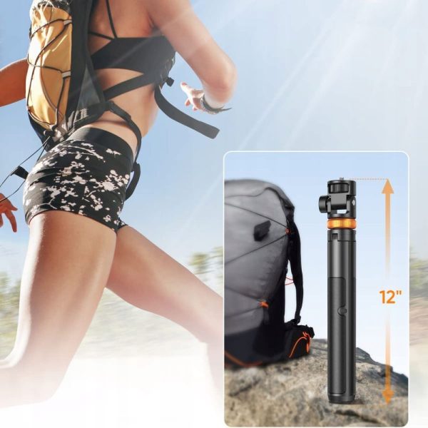 Bluetooth selfiju nūja ar statīvu, tālvadības pulti un galvu no 180 līdz 148 cm - balta