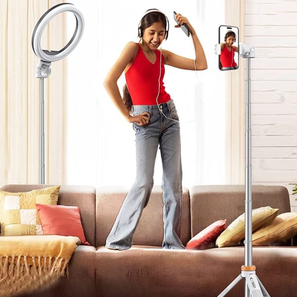Bluetooth selfiju nūja ar statīvu, tālvadības pulti un galvu no 180 līdz 148 cm - balta