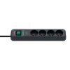 Eco-Line pārsprieguma aizsarglente, 4 rozetes, 1,5 m, 13,500 A, melna