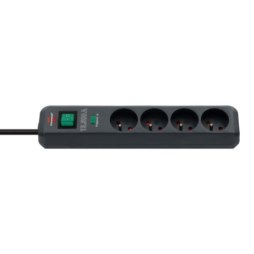 Eco-Line pārsprieguma aizsarglente, 4 rozetes, 1,5 m, 13,500 A, melna