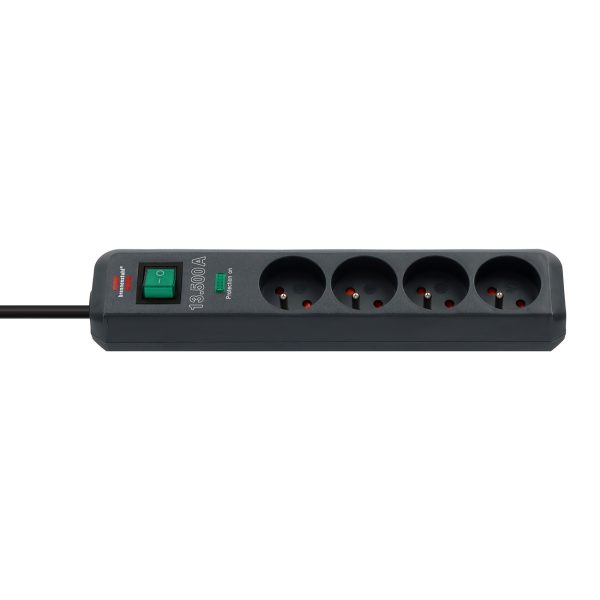 Eco-Line pārsprieguma aizsarglente, 4 rozetes, 1,5 m, 13,500 A, melna