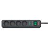 Eco-Line pārsprieguma aizsarglente, 4 rozetes, 1,5 m, 13,500 A, melna
