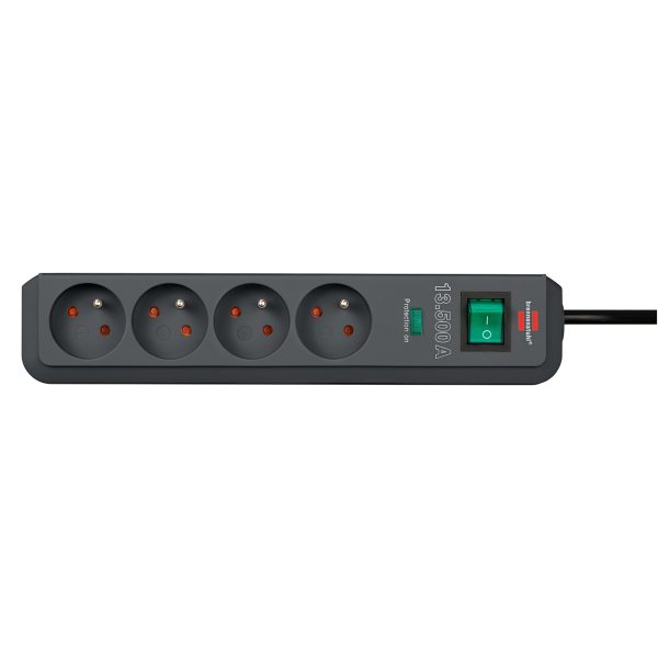 Eco-Line pārsprieguma aizsarglente, 4 rozetes, 1,5 m, 13,500 A, melna