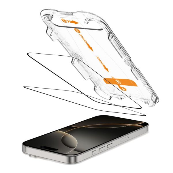 Rūdīts stikls iPhone 16 Pro Max ar Quick Set+ uzstādīšanas rāmi - 2 gab.