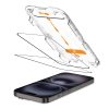 Rūdīts stikls iPhone 15 / 16 ar Quick Set+ uzstādīšanas rāmi - 2 gab.