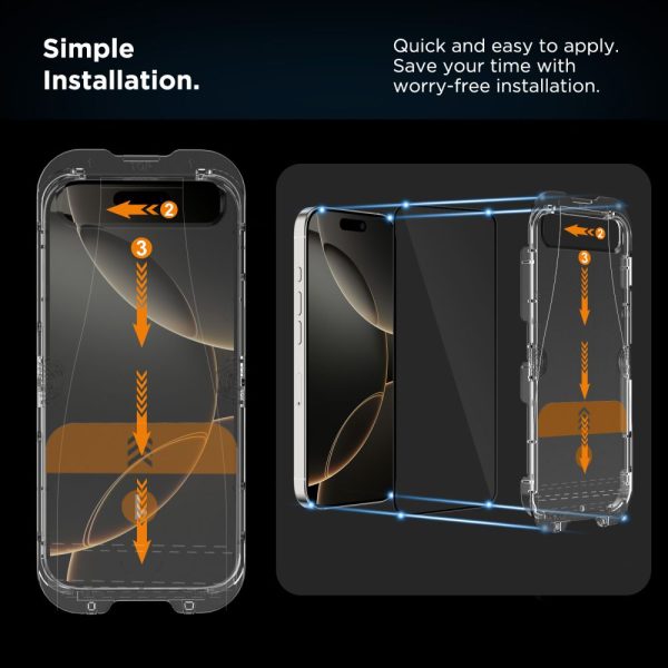 Rūdīts stikls iPhone 13 / 13 PRO / 14 / 16e ar Quick Set+ uzstādīšanas rāmi - 2 gab.