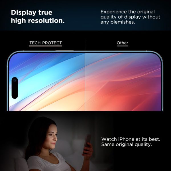 Rūdīts stikls iPhone 13 / 13 PRO / 14 / 16e ar Quick Set+ uzstādīšanas rāmi - 2 gab.
