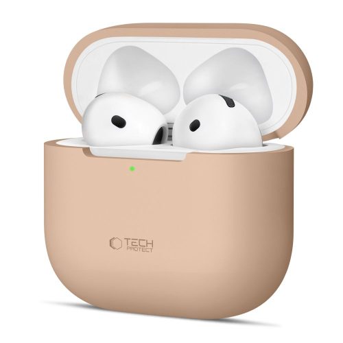 Aizsargājošs silikona maciņš Apple AirPods 4 austiņām - bēšs