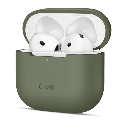 Aizsargājošs silikona maciņš Apple AirPods 4 austiņām - olīvkrāsas