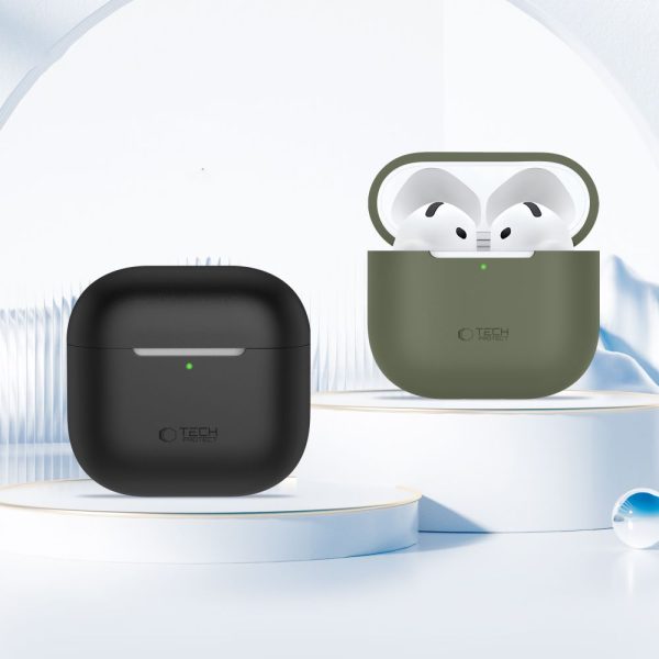 Aizsargājošs silikona maciņš Apple AirPods 4 austiņām - olīvkrāsas
