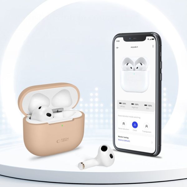Aizsargājošs silikona maciņš Apple AirPods 4 austiņām - olīvkrāsas