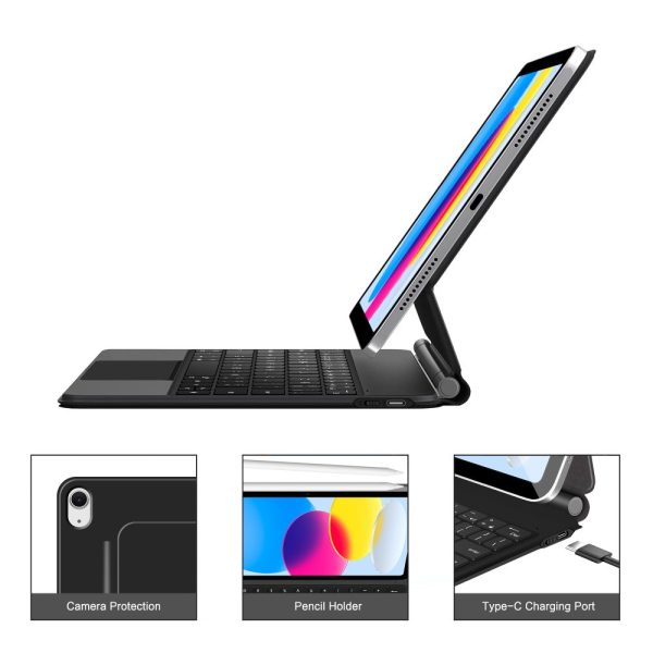 iPad 10.9'' 2022 / iPad 11'' 2025 Smartcase magnētiskais tastatūras maciņš - melns