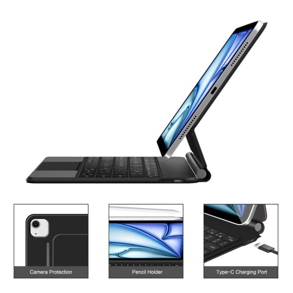 iPad Air 10.9'' 2020 / 2022 / iPad Air 11'' 2024 / 2025 Smartcase magnētiskais tastatūras maciņš - melns
