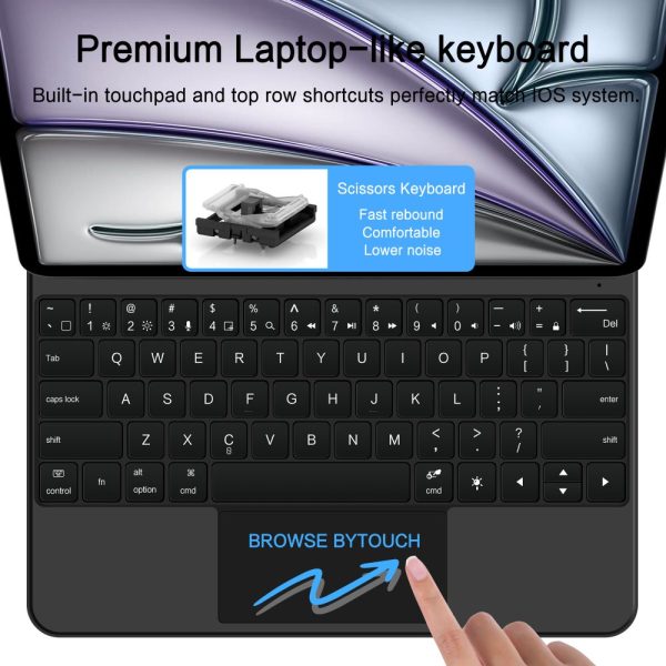 Vāciņš ar tastatūru iPad Pro 12.9'' 2020 / 2021 / 2022 / iPad Air 13'' 2024 / 2025 Smartcase Magnetic - melns