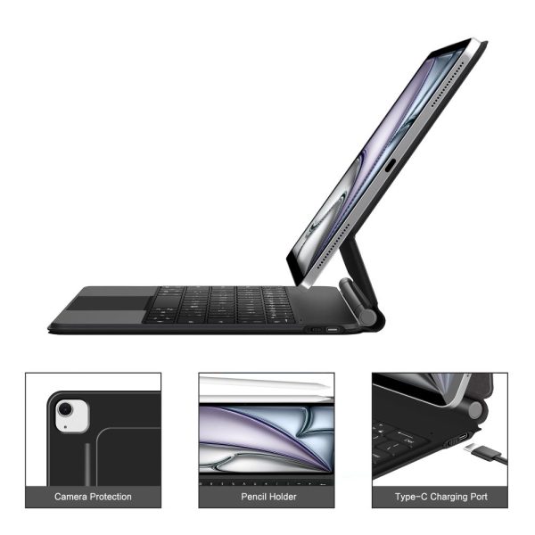 Vāciņš ar tastatūru iPad Pro 12.9'' 2020 / 2021 / 2022 / iPad Air 13'' 2024 / 2025 Smartcase Magnetic - melns