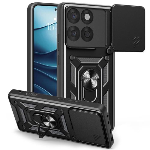Motorola Edge 60 Fusion maciņš ar statīvu un CamShield Pro objektīva pārsegu - melns