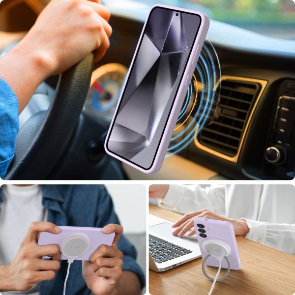 Samsung Galaxy S25 Edge MagSafe šķidrā silikona maciņš - violets