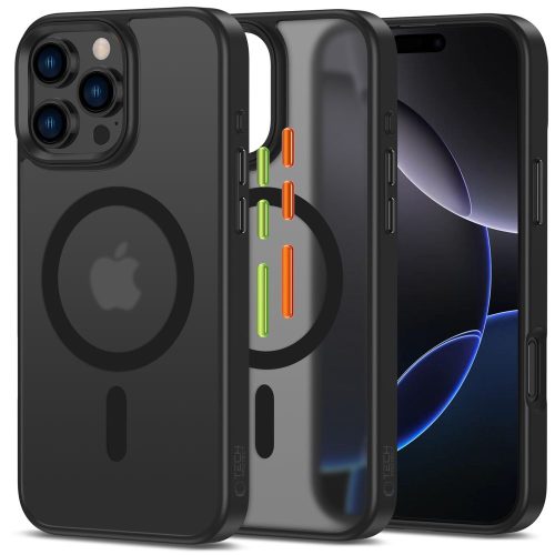 iPhone 16 Pro Max vāciņš ar MagMat Magsafe pogu vāciņiem - matēti melns
