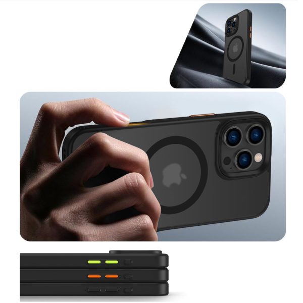iPhone 16 Pro Max vāciņš ar MagMat Magsafe pogu vāciņiem - matēti melns