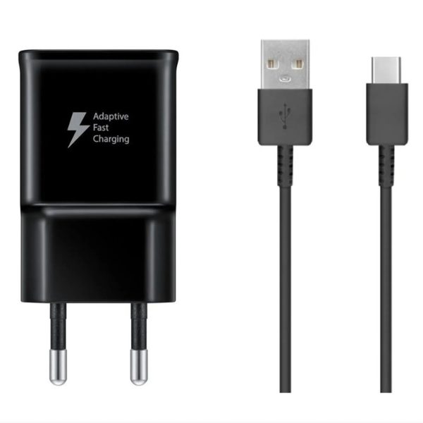 Samsung USB-A 15W sienas lādētājs ar USB-A - USB-C kabeli - melns