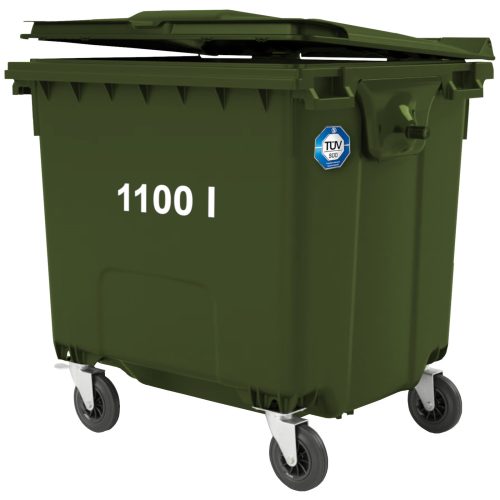 Sadzīves atkritumu konteiners PZH EN 840-2 DIN 1100L - zaļš