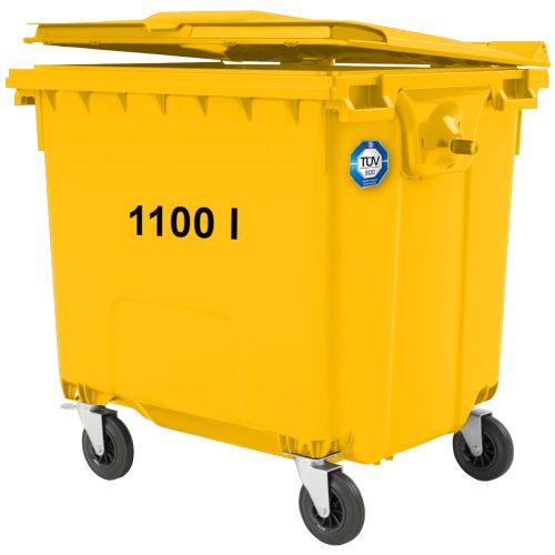 Sadzīves atkritumu konteiners PZH EN 840-2 DIN 1100L - dzeltens