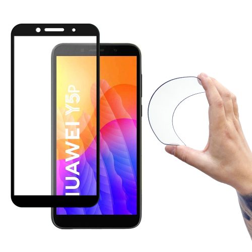 Rūdīta stikla plēve ar rāmi Huawei Y5p Full Cover Flexi Nano - melna