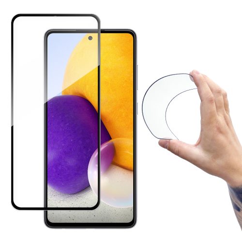 Rūdīta stikla plēve ar rāmi Samsung Galaxy A72 4G Full Cover Flexi Nano - melna
