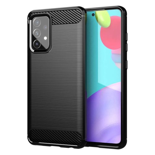 Elastīgs vāciņš Samsung Galaxy A72 4G oglekļa šķiedras korpusam - melns