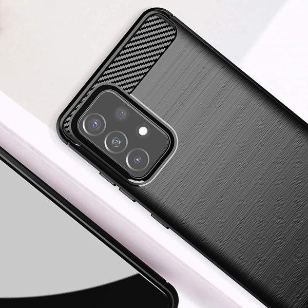 Elastīgs vāciņš Samsung Galaxy A72 4G oglekļa šķiedras korpusam - melns