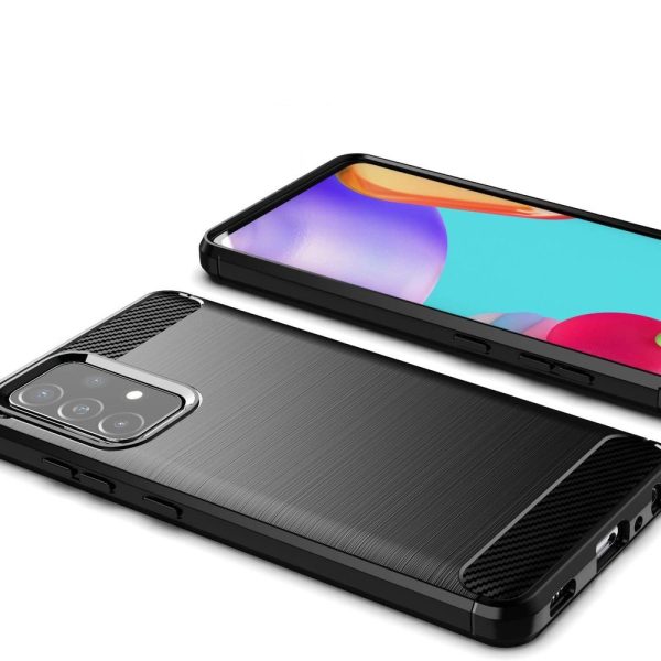 Elastīgs vāciņš Samsung Galaxy A72 4G oglekļa šķiedras korpusam - melns