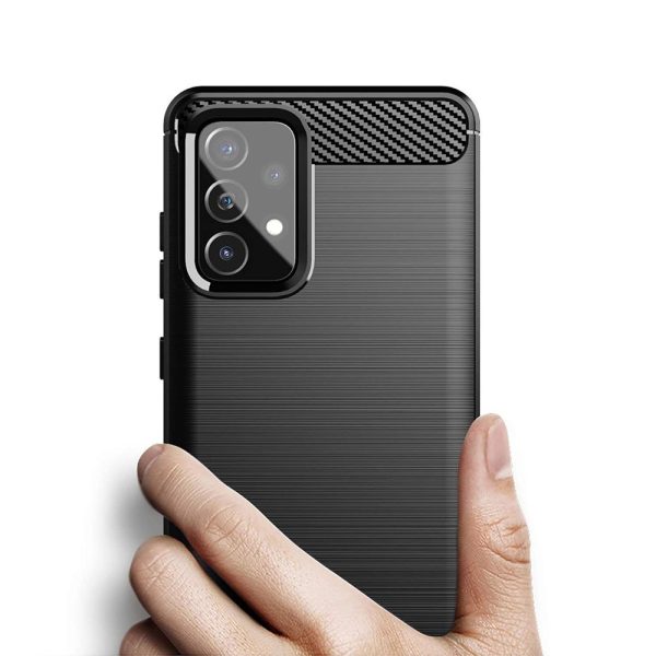Elastīgs vāciņš Samsung Galaxy A72 4G oglekļa šķiedras korpusam - melns