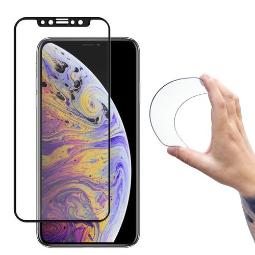 Rūdīta stikla plēve ar rāmi iPhone 14 Plus / 13 Pro Max Full Cover Flexi Nano - caurspīdīgs