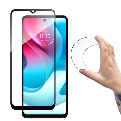 Rūdīta stikla plēve Moto G60s ar pilna pārklājuma Flexi Nano rāmi