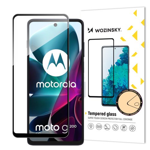 Rūdīts stikls Motorola Moto G200 5G 9H pilna ekrāna aizsargs ar melnu rāmi Rūdīts stikls