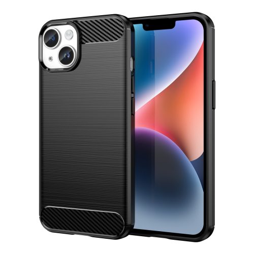 Elastīgs gēla aizmugurējais vāciņš iPhone 14 Plus Carbon korpusam - melns
